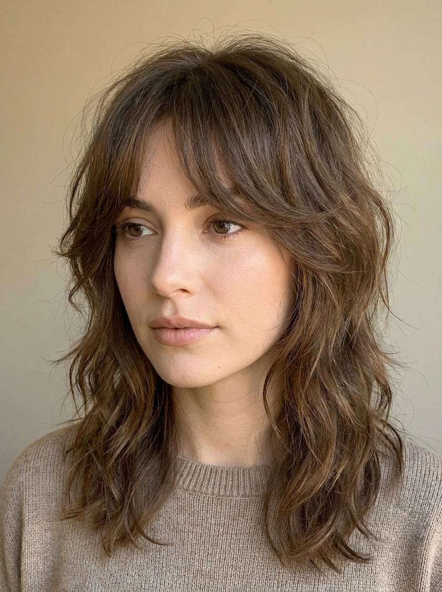 Wolf Cut mit Curtain Bangs - Wolf Cut für Frauen